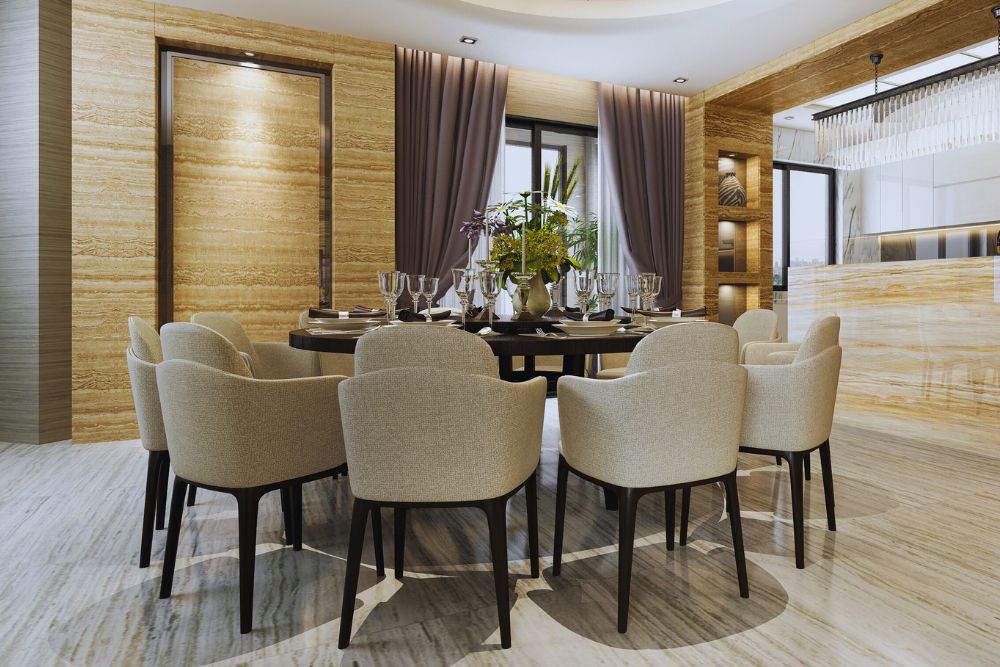 פינת אוכל עגולה וכסאות תואמים