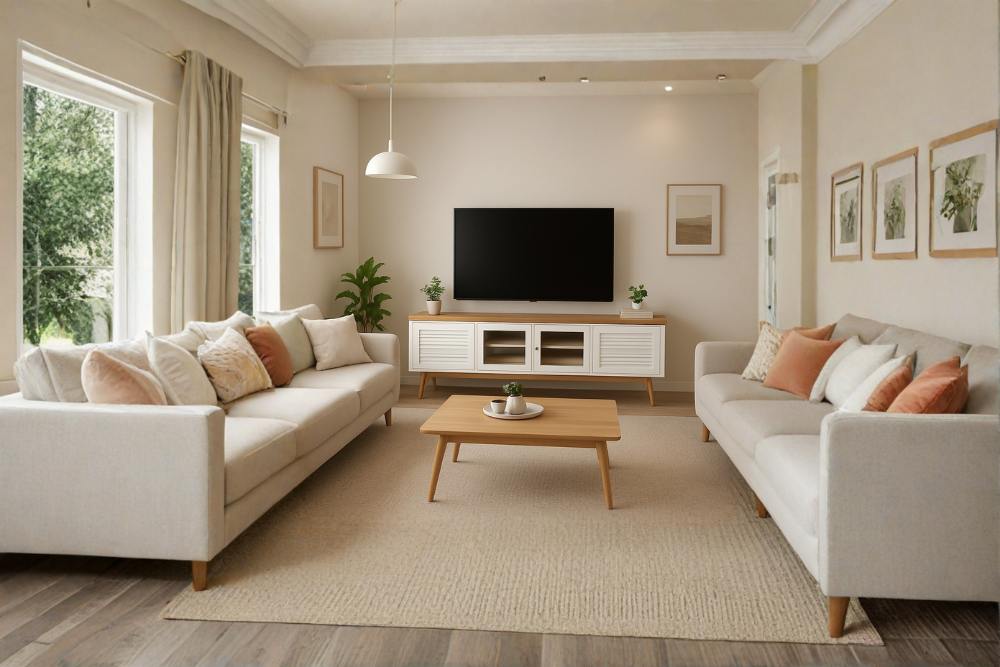 סלון בית עם מזנון וספות